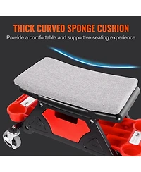 Mecale Rolling Mechanics Stool, 300-Lb Capacity, 4" Wheels, 3 Slide-Out Tool Trays & Drawer, Garage Seat