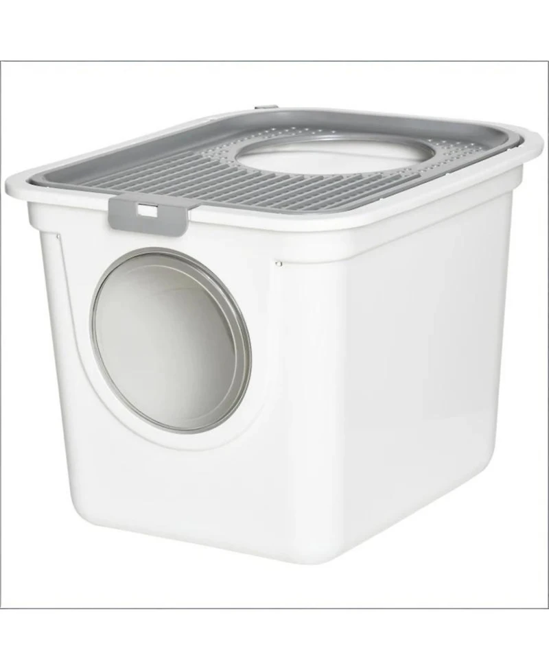 Aostirmotor Cat Litter Box with Top Exit in White