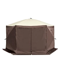 Mecale 11.5 x 11.5FT Pop-Up Gazebo Screen Tent, 6-Sided Canopy with Privacy Wind Cloths, Mesh Windows, Mosquito Netting