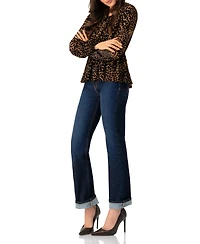 Ivonne V-Neck Animal Print Blouse With Velvet Flock