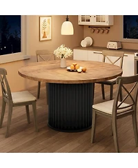 gaomon Kitchen Round Dining Table for 4-6 People Retro Dining Room Table