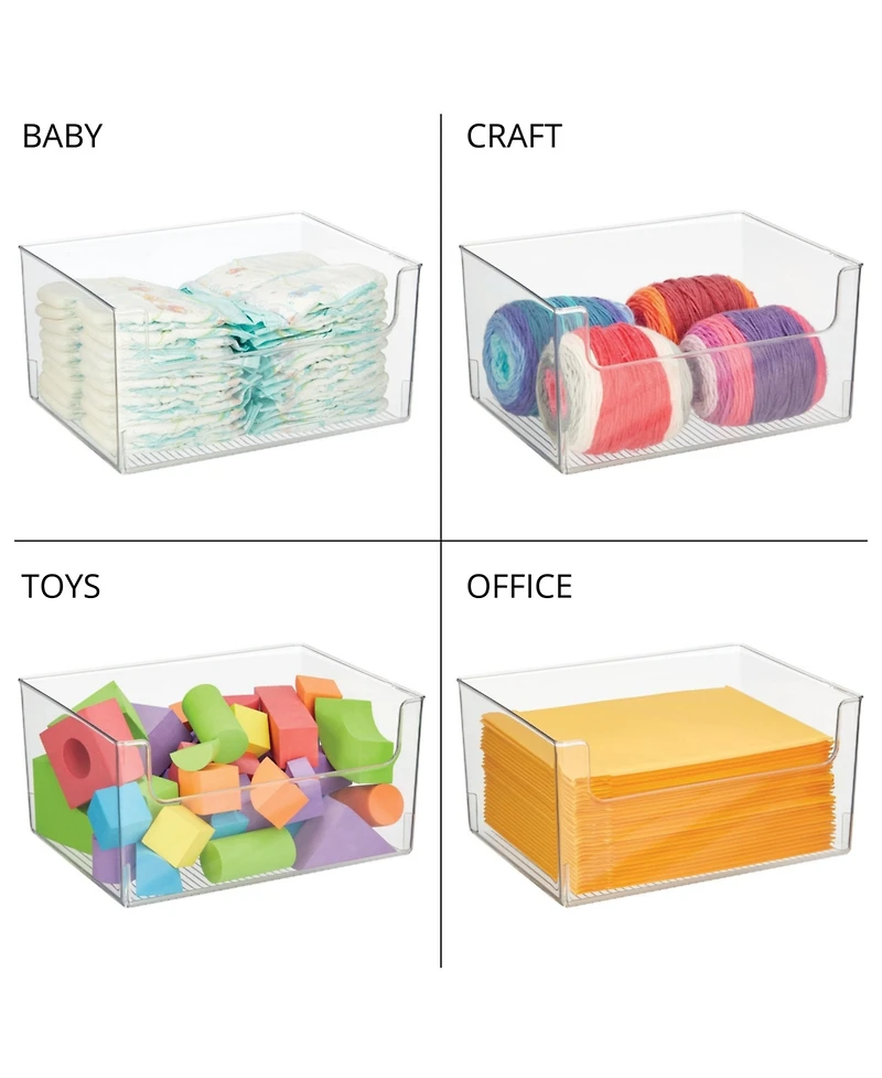 mDesign Household Plastic Storage Organizer Bin with Open Front - 8 Pack