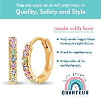 Chanteur/Girl/Round Crystal Yellow Gold Plating Huggie Hoop Earrings