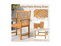 Slickblue Set of 2 Outdoor Acacia Wood Dining Chairs with Cross Back