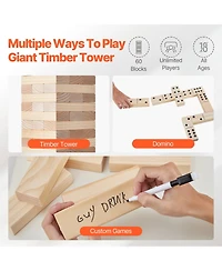 Hongge Giant Wooden Tumbling Tower Game with Domino Blocks and Storage Bag