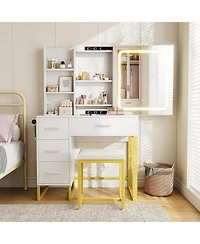 Gaomon Vanity Desk Lights and Power Outlets