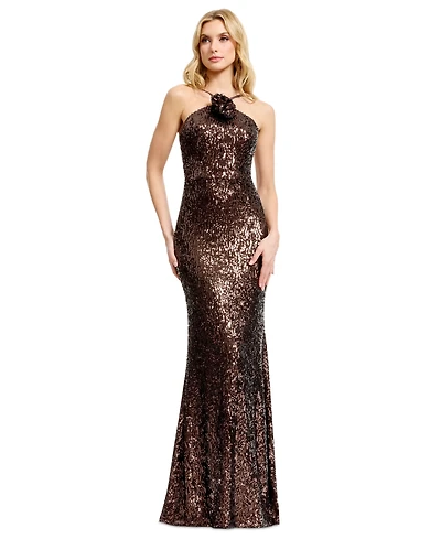 Dress the Population Women's Halter Neck Mermaid Gown