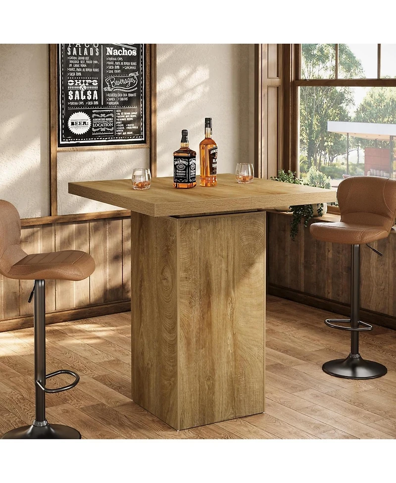 Tribesigns Square Bar Table, 39.4" H Industrial High Top Bistro Pub Cocktail Table, Small Counter Height Dining Table