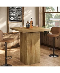 Tribesigns Square Bar Table, 39.4" H Industrial High Top Bistro Pub Cocktail Table, Small Counter Height Dining Table