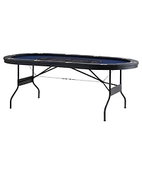 Mecale 84" Oval Foldable Poker Table for 10 Players, Padded Rails, Stainless Steel Cup Holders, Portable Blackjack & Card Table