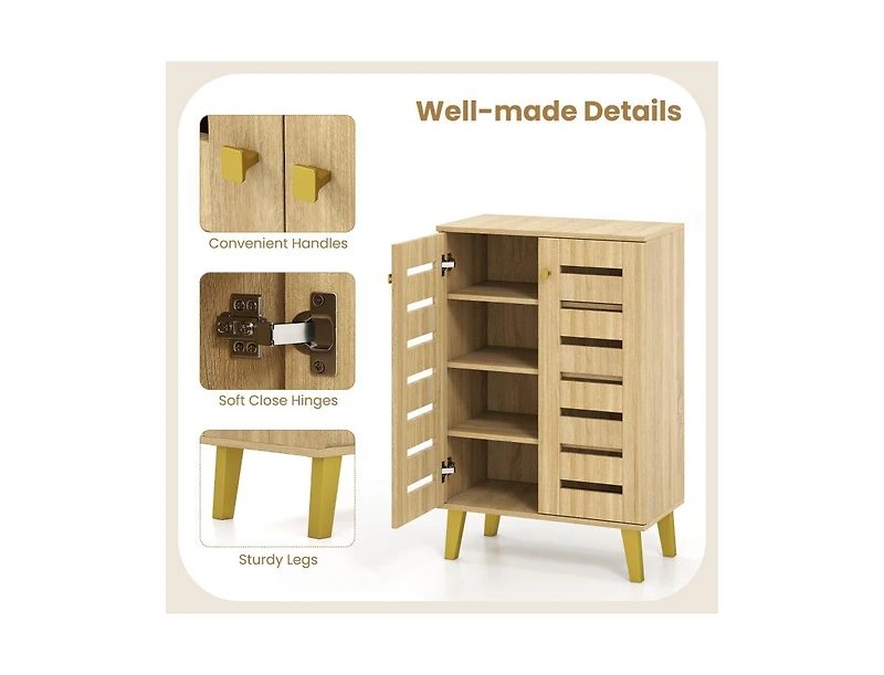 Slickblue Modern 4-Tier Freestanding Shoe Storage Cabinet with Doors