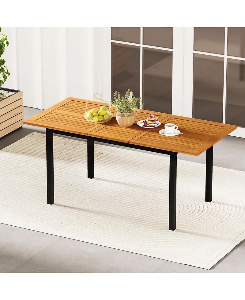 Slickblue Solid Wood Extendable Dining Table Seats 4–8, Umbrella Hole