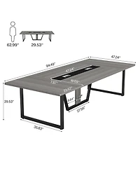 Tribesigns 94.5-Inch Conference Table for 10 People, Industrial 8 Ft Meeting with Two Grommets Home Office, Studio, Business