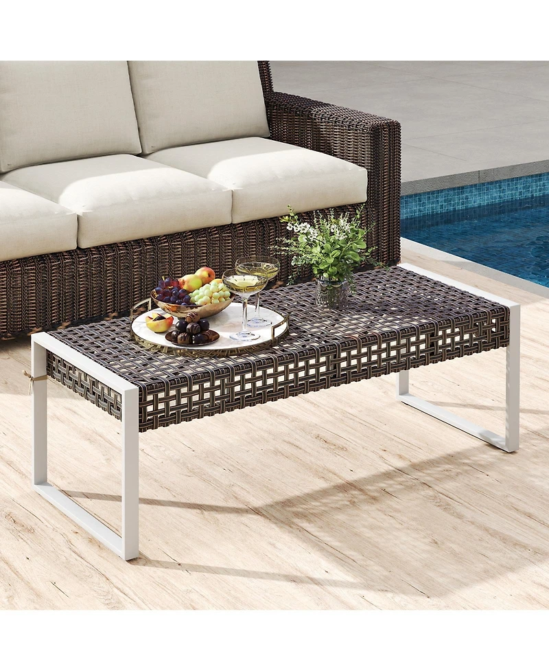 Slickblue 43" Patio Ottoman with Seat Cushion and Sturdy Metal Legs