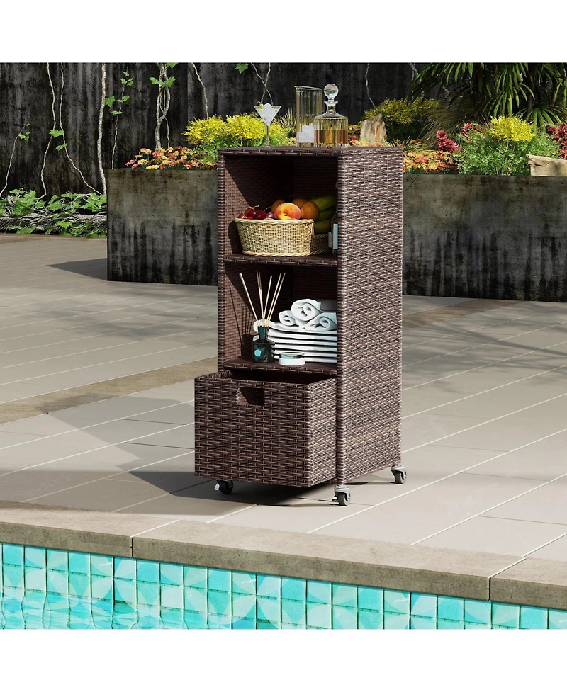 Slickblue Outdoor Patio Storage Cabinet with Drawer and 3 Shelf Design