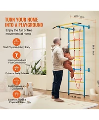 Mecale 5-in-1 Indoor Jungle Gym, Swedish Ladder Set w/ Pull-Up Bar, Rope Ladder & Rings, 220-Lb Capacity
