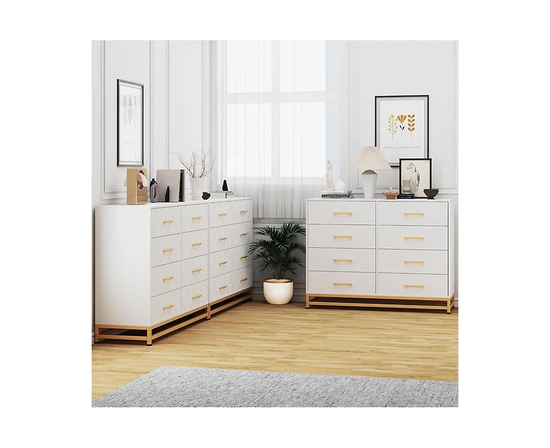 gaomon Dresser for Bedroom 8 Drawer Dresser & Chest of Drawers, Wooden Dresser Wide Dresser, Metal Handle