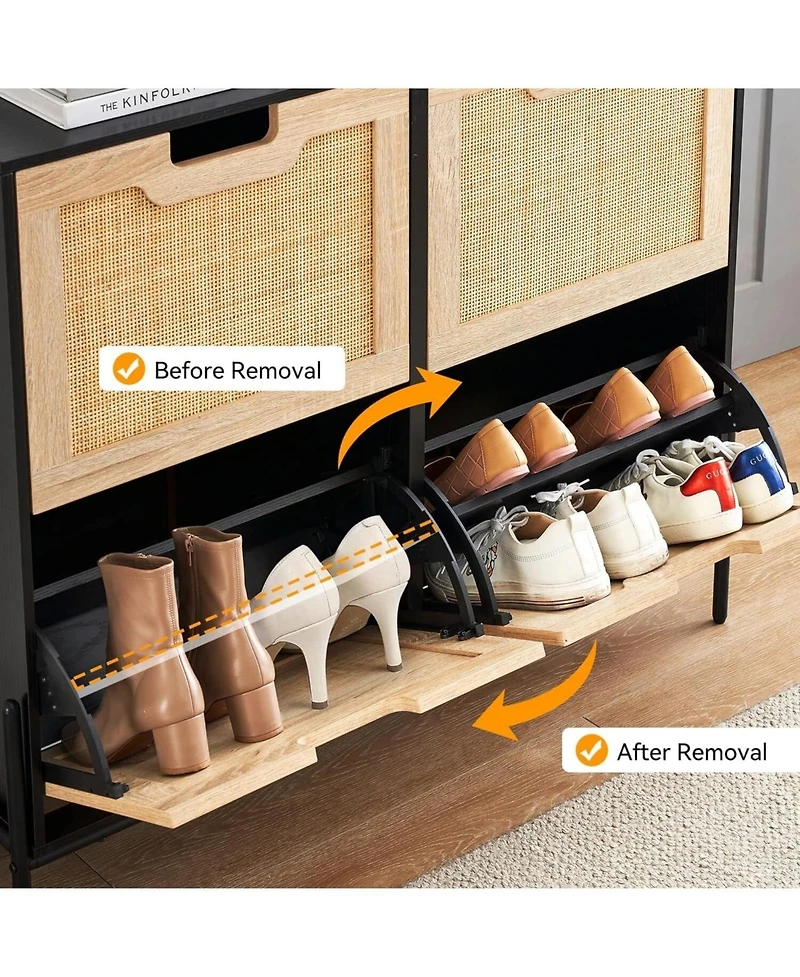 gaomon Shoe Cabinet with 4 Drawers Twith Fluted Panel Storage