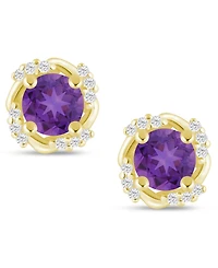 Macy's Gemstone and Diamond Framed 1/3" Stud Earrings 14K Yellow Gold (also White Gold)