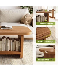 Tribesigns 47-Inch 2-Tier Coffee Table with Storage and Safe Rounded Corners Farmhouse Style