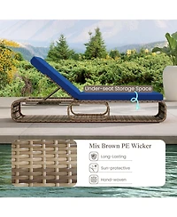 7-Position Adjustable Pe Rattan Outdoor Chaise Lounge Chair