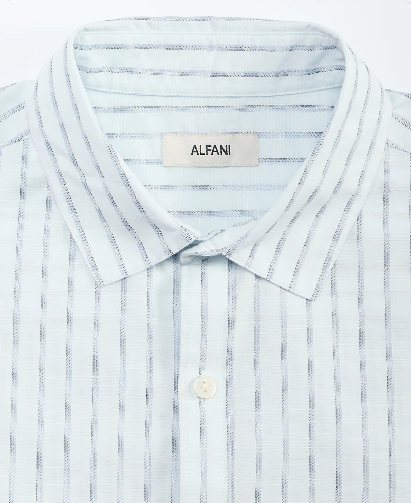 Alfani Men's Cotton Textured-Stripe Short-Sleeve Shirt, Macy's Exclusive