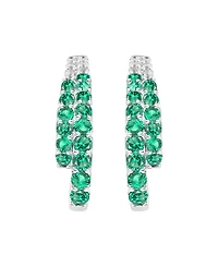 Macy's Lab-Grown Ruby (1 ct. t.w.) and White Sapphire (0.02 Hoop Earrings Sterling Silver (Also Available Emerald, Sapphire)