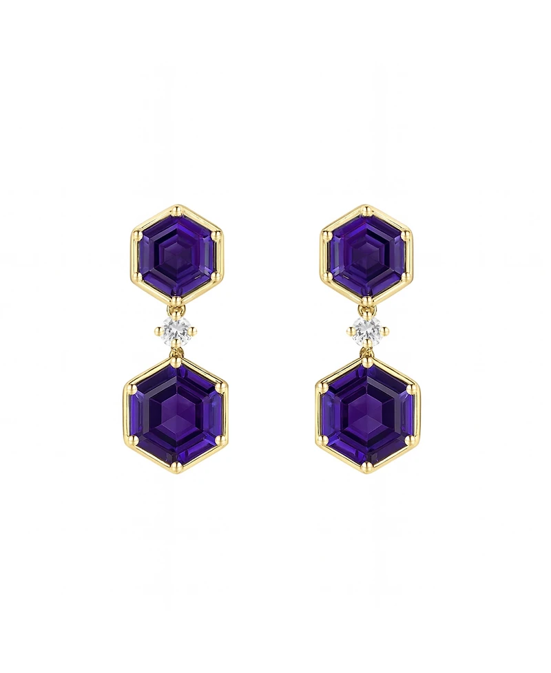 Macy's Amethyst (3.5 ct. t.w.) and Lab-Grown White Sapphire (0.06 Earrings Sterling Silver (Also Available Multi-Stones)