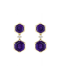 Macy's Amethyst (3.5 ct. t.w.) and Lab-Grown White Sapphire (0.06 Earrings Sterling Silver (Also Available Multi-Stones)
