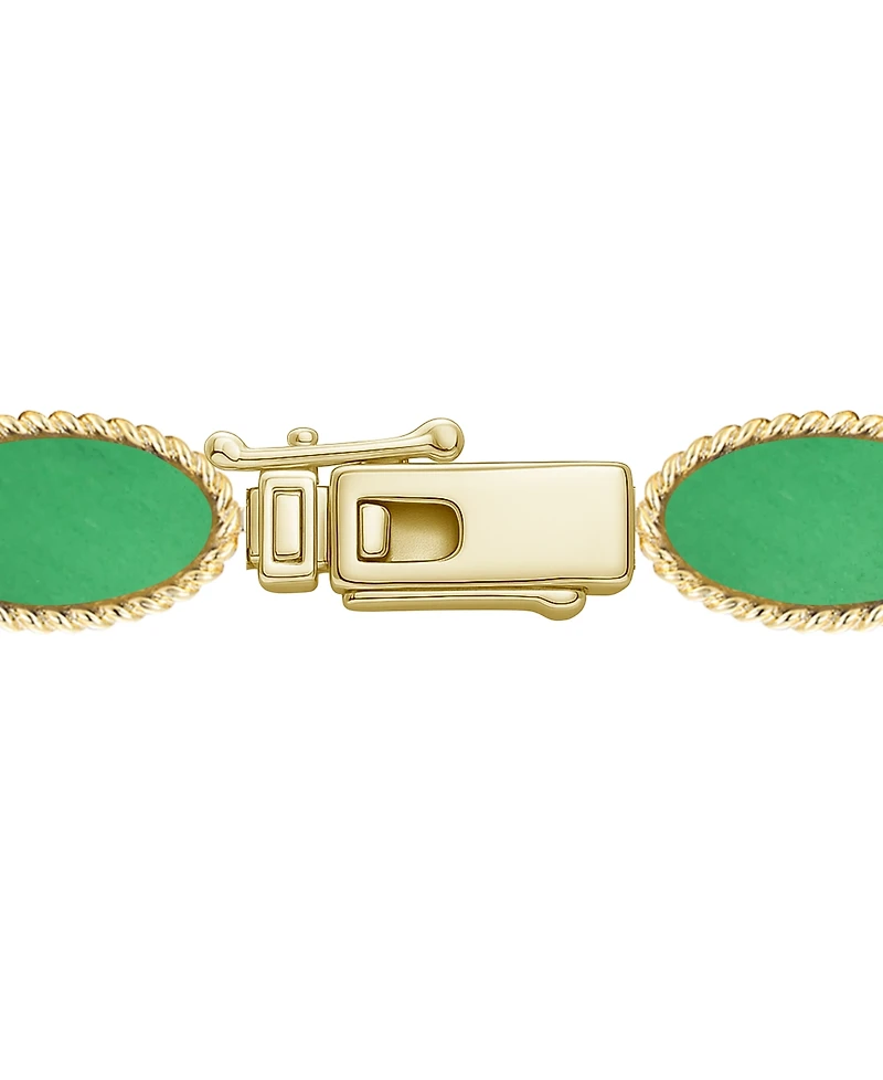 Macy's Jade (12x6mm) and White Sapphire (0.02 ct. t.w.) Bracelet 14k Gold Over Sterling Silver (Also Available Onyx)