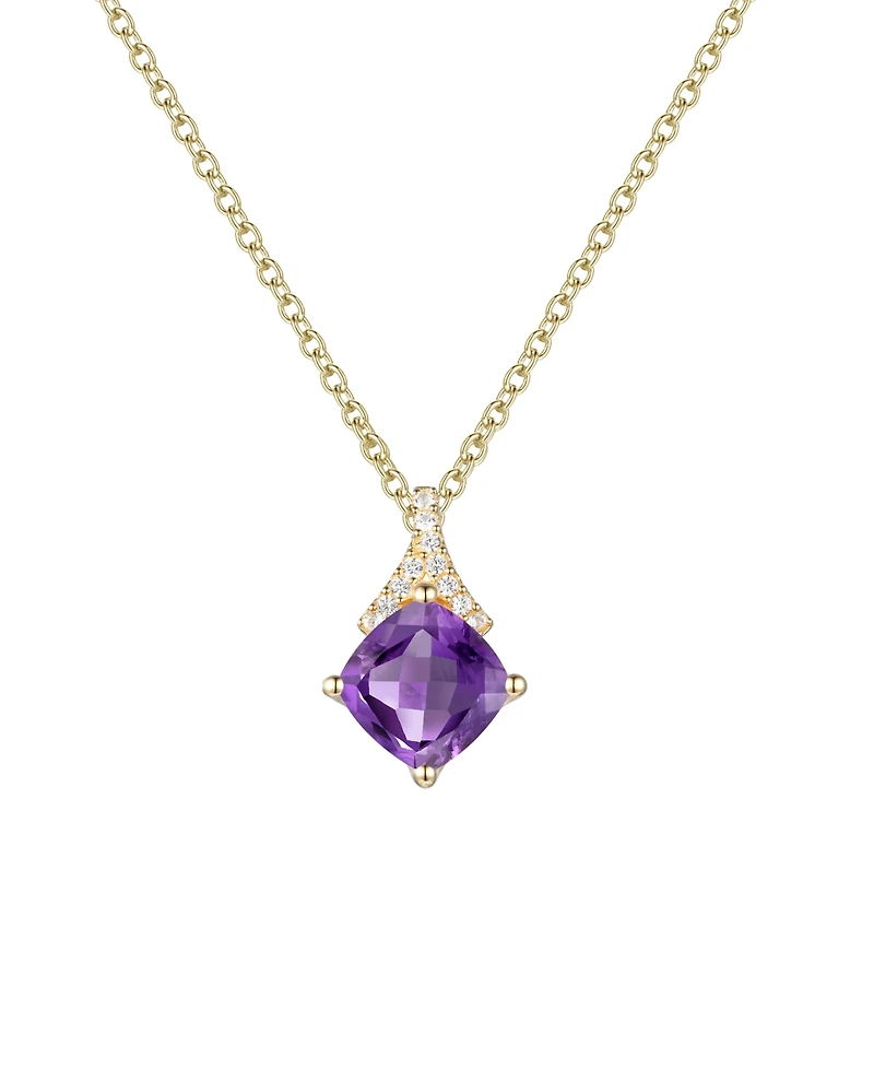 Macy's 2-Pc. Amethyst (3.2 ct. t.w.) and Lab-Grown White Sapphire (0.18 Earrings Pendant Set 14k Gold Over Sterling Silver (Also Avai
