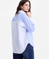 On 34th Women's Contrast Stripe Button-Down Shirt, Macy's Exclusive