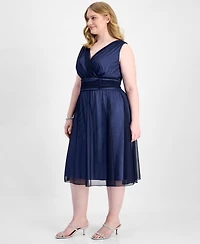 Connected Plus Sleeveless Chiffon Midi Dress