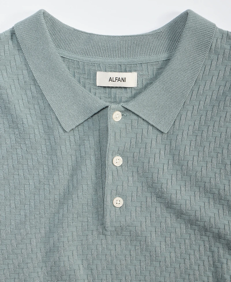 Alfani Men's Basketweave Short-Sleeve Polo Sweater, Macy's Exclusive