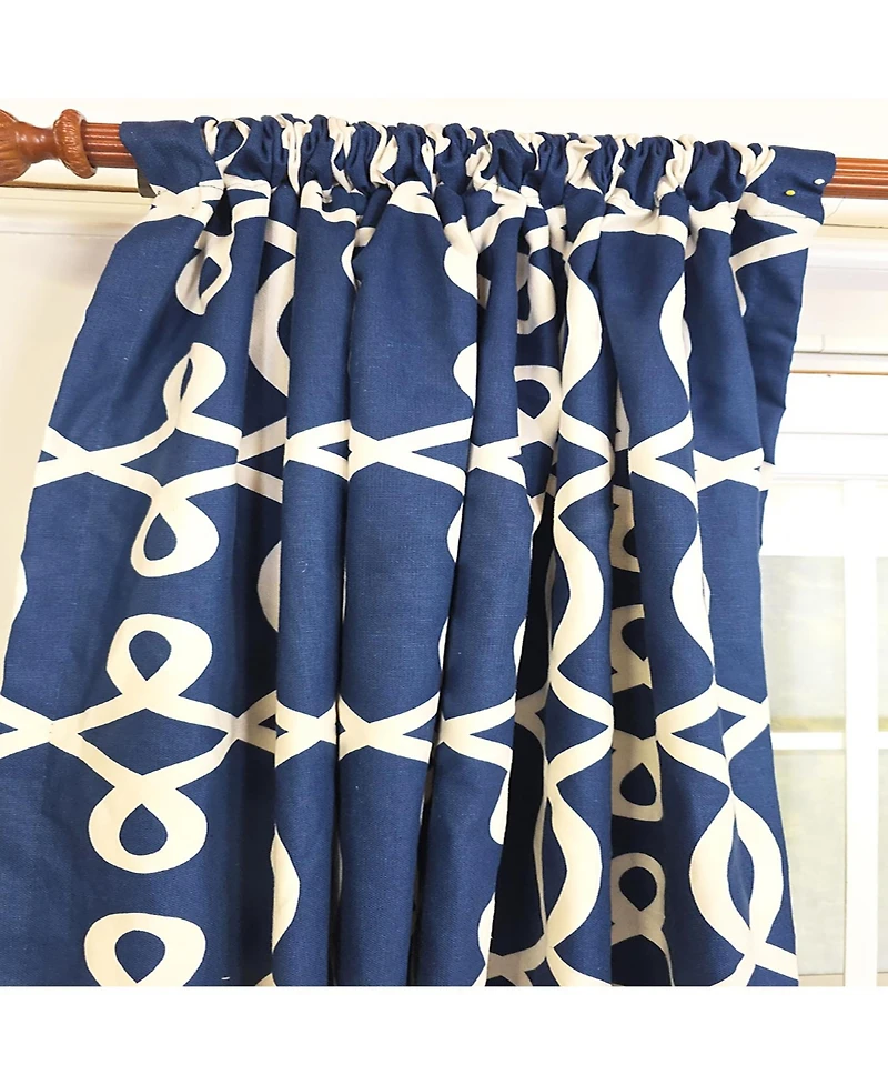 Rlf Home Oblique 100% Cotton Rod Pocket Window Curtain set of 2 Panels 100" x 63" Navy