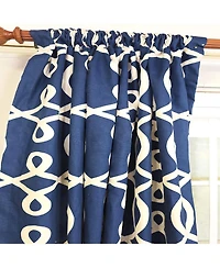 Rlf Home Oblique 100% Cotton Rod Pocket Window Curtain set of 2 Panels 100" x 63" Navy