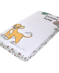 NoJo Disney Lion King Teal, Sage, White and Gold Simba Future King Cotton Photo Op Fitted Crib Sheet
