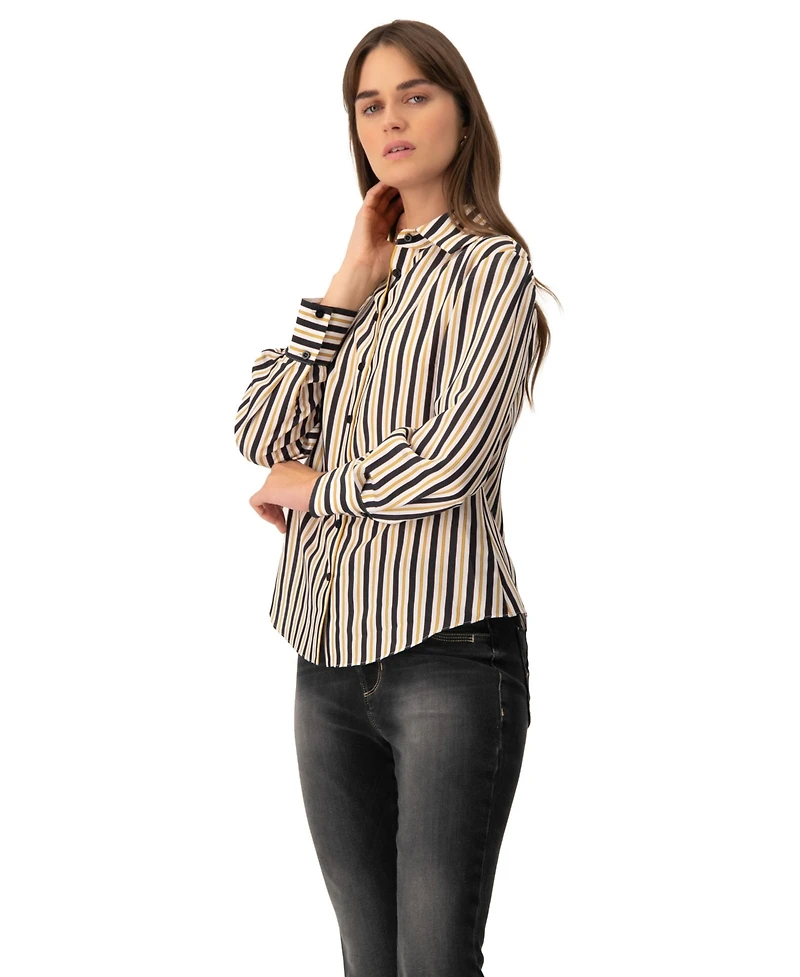 Ivonne Women's Classic Striped Long Sleeve Shirt