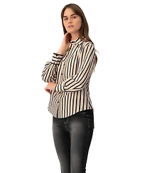 Ivonne Women's Classic Striped Long Sleeve Shirt
