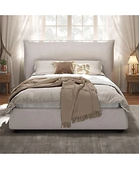 Streamdale Furniture Twin Upholstered Platform Bed with Linen Pillow-Back Headboard