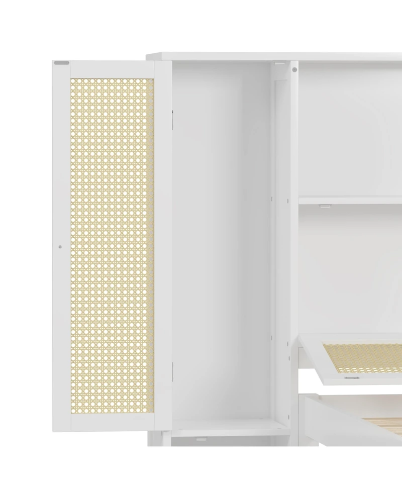 Streamdale Furniture Wooden Platform Bed with Storage Lockers, Drawer, Shelf