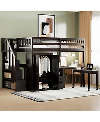 Streamdale Furniture Full-Size Multifunctional Loft Bed with Staircase and Storage