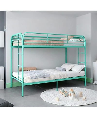 Streamdale Furniture Metal Twin Over Twin Bunk Bed with 2 Ladders & Guardrail, Easy Assemble