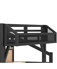 Streamdale Furniture Twin Xl Loft Bed with Storage Stairs, Shelves, Wardrobe, Usb, Led Lights