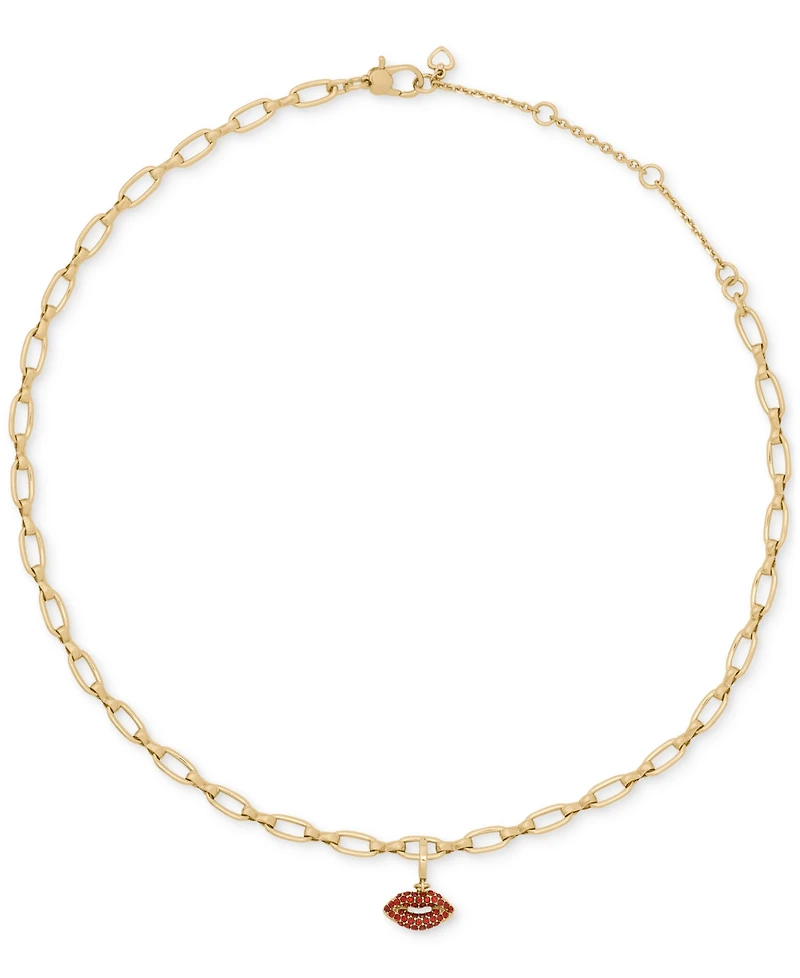 kate spade new york Gold-Tone Pave Lips Charm Pendant