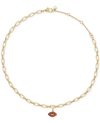 kate spade new york Gold-Tone Pave Lips Charm Pendant