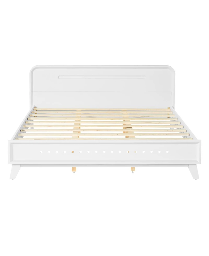 Streamdale Furniture White Solid Pine Wood Queen Bed Frame with Timeless Design