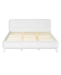 Streamdale Furniture White Solid Pine Wood Queen Bed Frame with Timeless Design