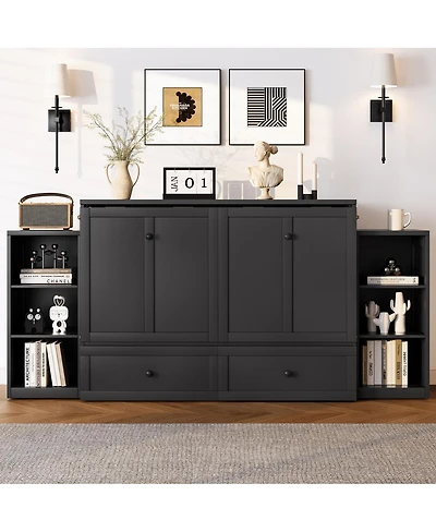 Streamdale Furniture Full size Murphy bed with storage drawers & shelves