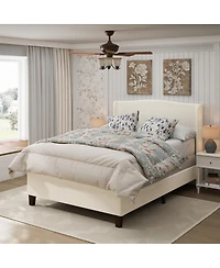 Streamdale Furniture Queen Size Teddy Velvet Upholstered Bed Frame with Headboard and Footboard